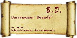 Bernhauser Dezső névjegykártya